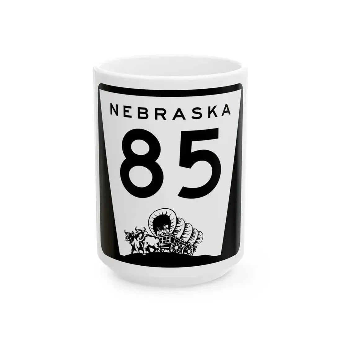 N-85 (Nebraska) (Road Sign) White Coffee Mug 15oz - Go Mug Yourself