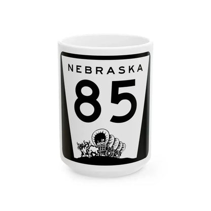 N-85 (Nebraska) (Road Sign) White Coffee Mug 15oz - Go Mug Yourself