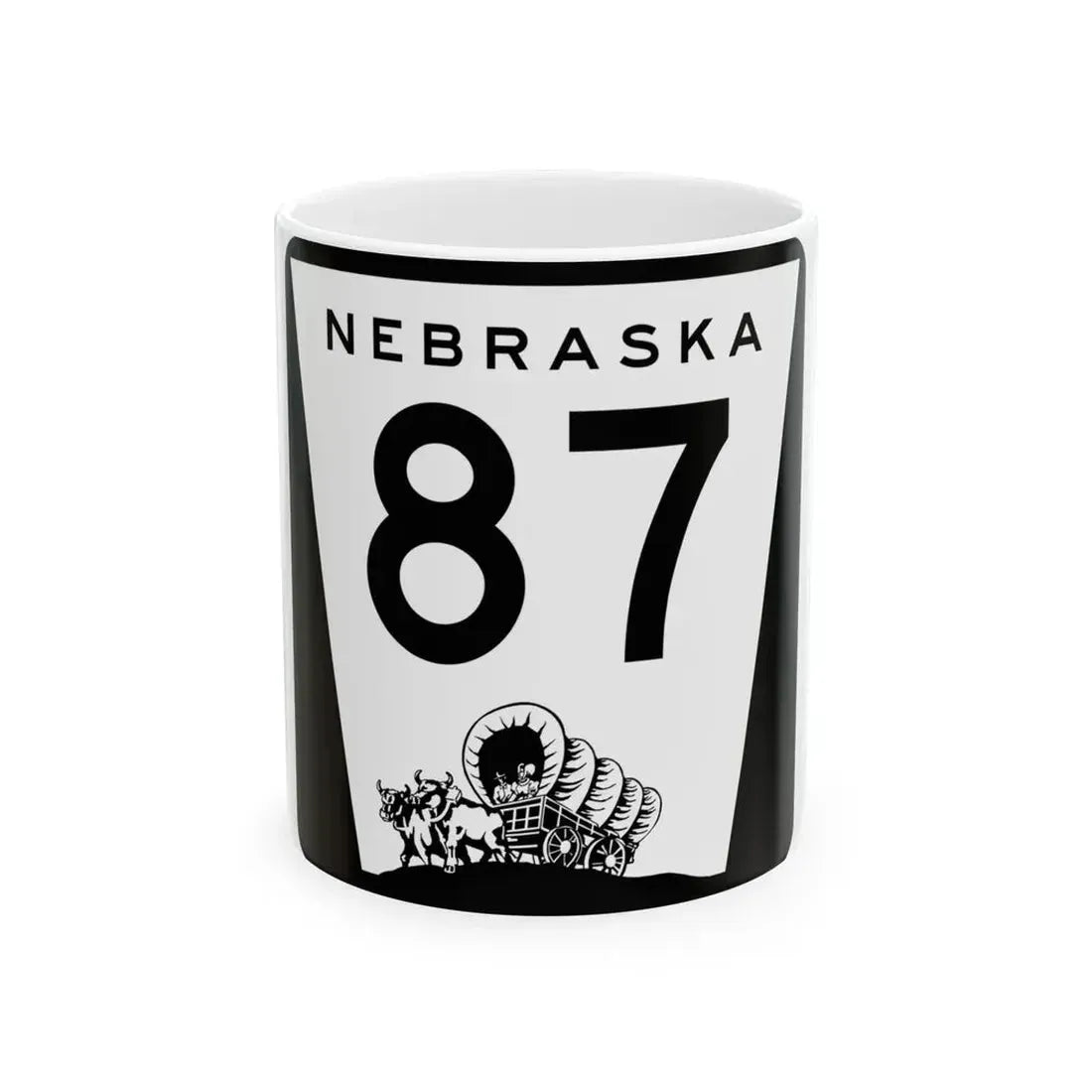 N-87 (Nebraska) (Road Sign) White Coffee Mug 11oz - Go Mug Yourself