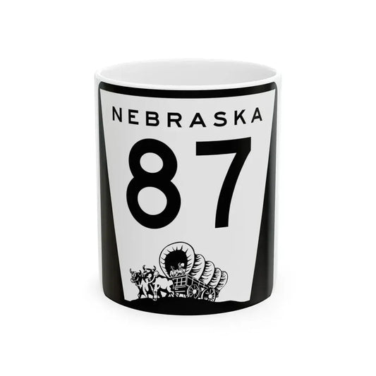 N-87 (Nebraska) (Road Sign) White Coffee Mug 11oz - Go Mug Yourself