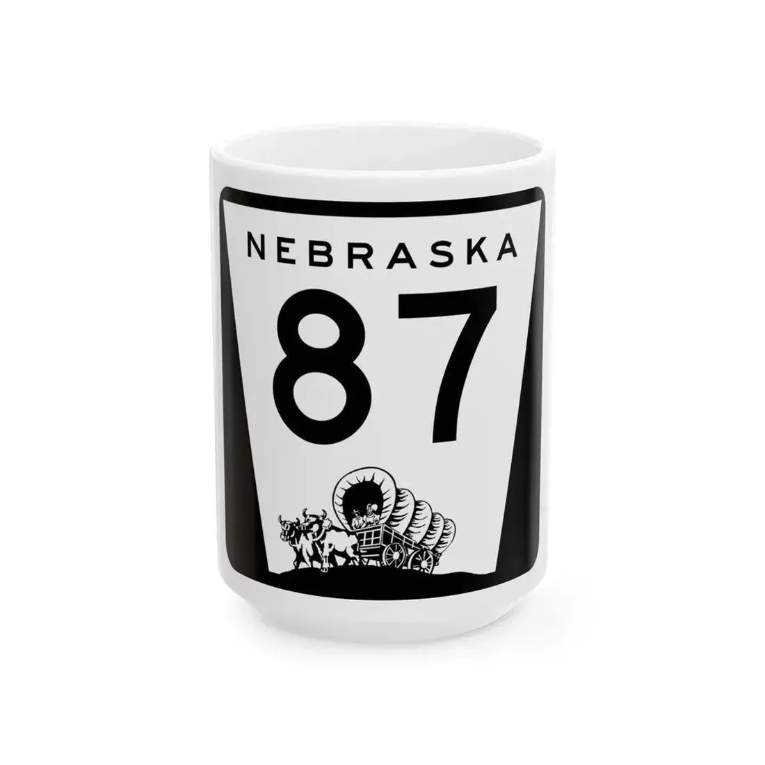 N-87 (Nebraska) (Road Sign) White Coffee Mug 15oz - Go Mug Yourself