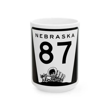 N-87 (Nebraska) (Road Sign) White Coffee Mug 15oz - Go Mug Yourself