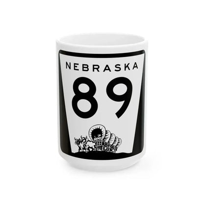 N-89 (Nebraska) (Road Sign) White Coffee Mug 15oz - Go Mug Yourself