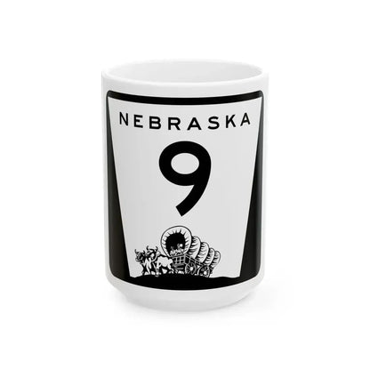 N-9 (Nebraska) (Road Sign) White Coffee Mug 15oz - Go Mug Yourself