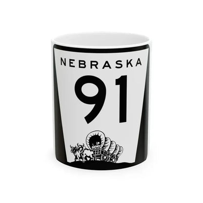 N-91 (Nebraska) (Road Sign) White Coffee Mug 11oz - Go Mug Yourself
