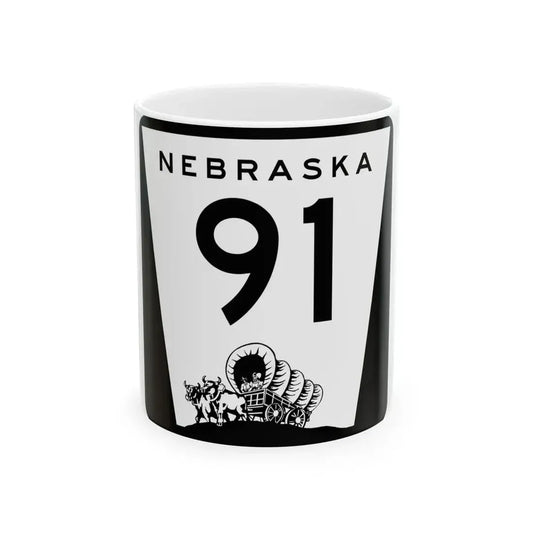 N-91 (Nebraska) (Road Sign) White Coffee Mug 11oz - Go Mug Yourself