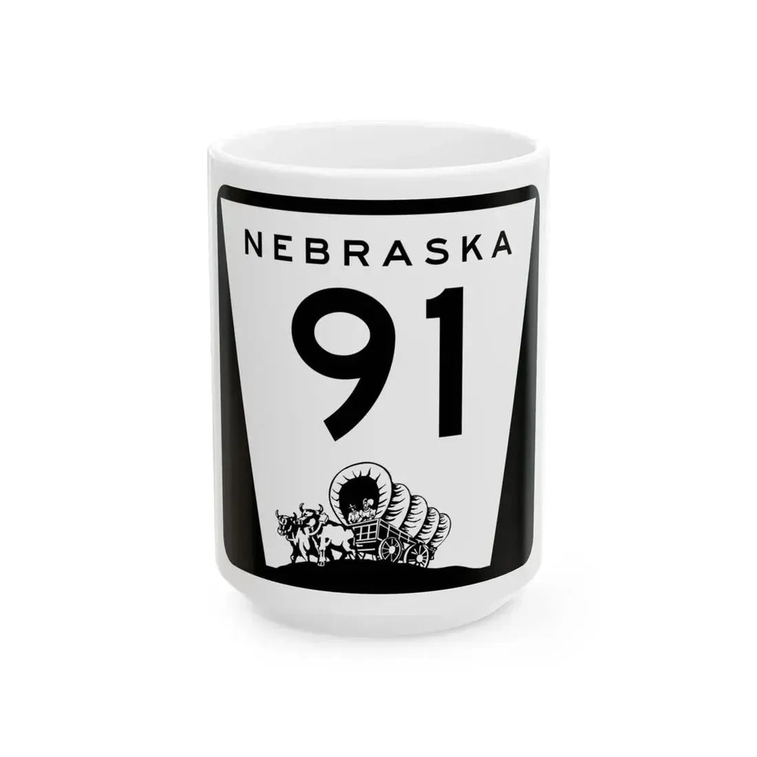 N-91 (Nebraska) (Road Sign) White Coffee Mug 15oz - Go Mug Yourself