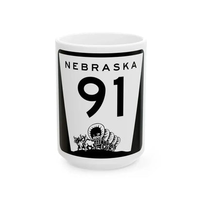 N-91 (Nebraska) (Road Sign) White Coffee Mug 15oz - Go Mug Yourself