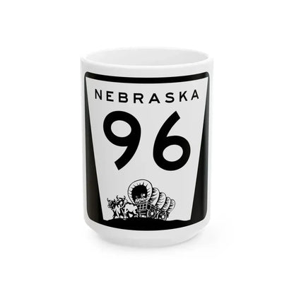 N-96 (Nebraska) (Road Sign) White Coffee Mug 15oz - Go Mug Yourself