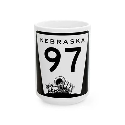 N-97 (Nebraska) (Road Sign) White Coffee Mug 15oz - Go Mug Yourself