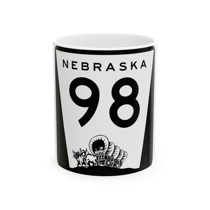 N-98 (Nebraska) (Road Sign) White Coffee Mug 11oz - Go Mug Yourself