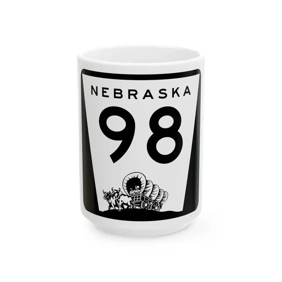 N-98 (Nebraska) (Road Sign) White Coffee Mug 15oz - Go Mug Yourself