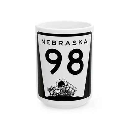 N-98 (Nebraska) (Road Sign) White Coffee Mug 15oz - Go Mug Yourself