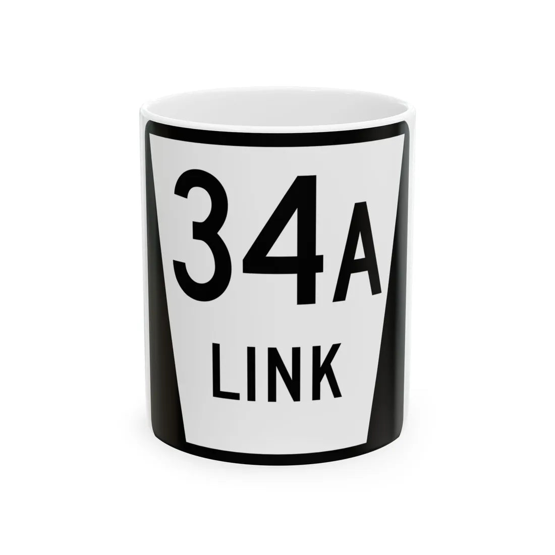 N LINK 34A (Nebraska) (Road Sign) White Coffee Mug 11oz - Go Mug Yourself