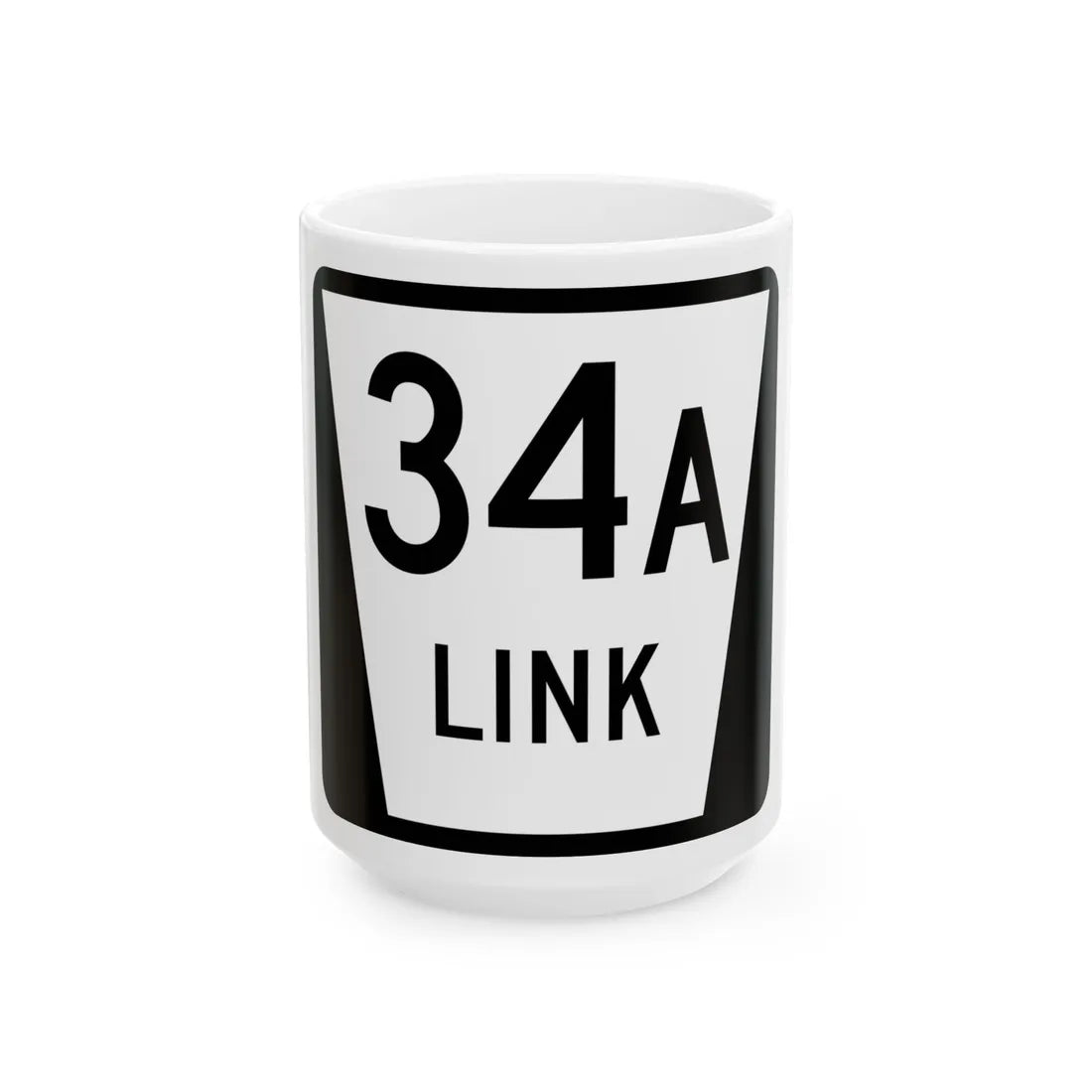 N LINK 34A (Nebraska) (Road Sign) White Coffee Mug 15oz - Go Mug Yourself