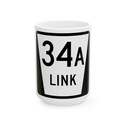 N LINK 34A (Nebraska) (Road Sign) White Coffee Mug 15oz - Go Mug Yourself