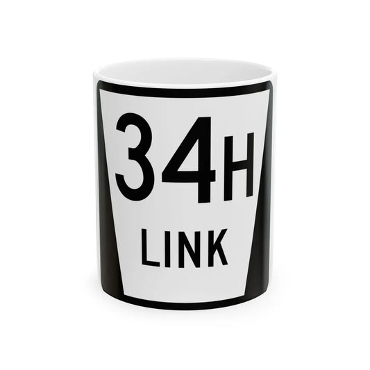 N LINK 34H (Nebraska) (Road Sign) White Coffee Mug 11oz - Go Mug Yourself