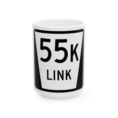 N LINK 55K (Nebraska) (Road Sign) White Coffee Mug 15oz - Go Mug Yourself