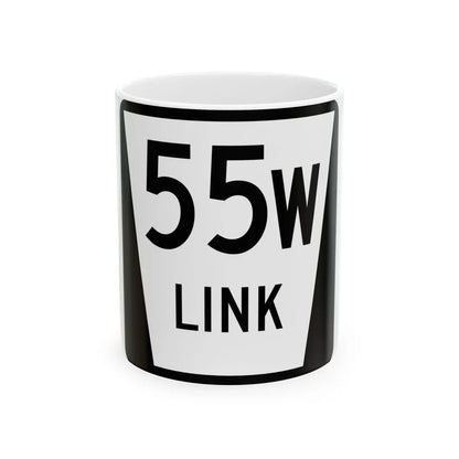 N LINK 55W (Nebraska) (Road Sign) White Coffee Mug 11oz - Go Mug Yourself