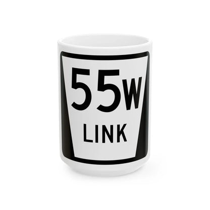 N LINK 55W (Nebraska) (Road Sign) White Coffee Mug 15oz - Go Mug Yourself