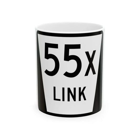 N LINK 55X (Nebraska) (Road Sign) White Coffee Mug 11oz - Go Mug Yourself