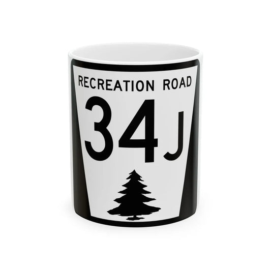 N REC 34J (Nebraska) (Road Sign) White Coffee Mug 11oz - Go Mug Yourself