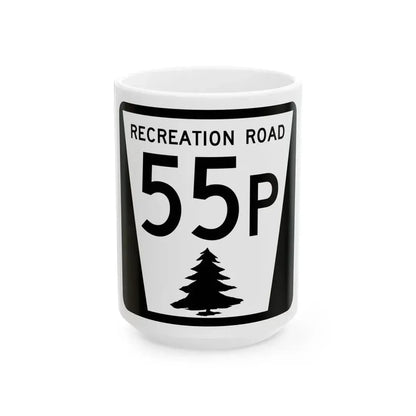 N REC 55P (Nebraska) (Road Sign) White Coffee Mug 15oz - Go Mug Yourself