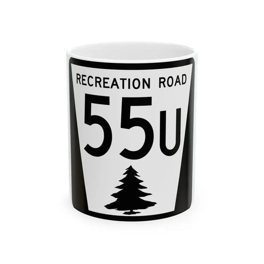 N REC 55U (Nebraska) (Road Sign) White Coffee Mug 11oz - Go Mug Yourself