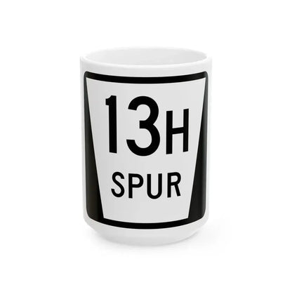 N SPUR 13H (Nebraska) (Road Sign) White Coffee Mug 15oz - Go Mug Yourself