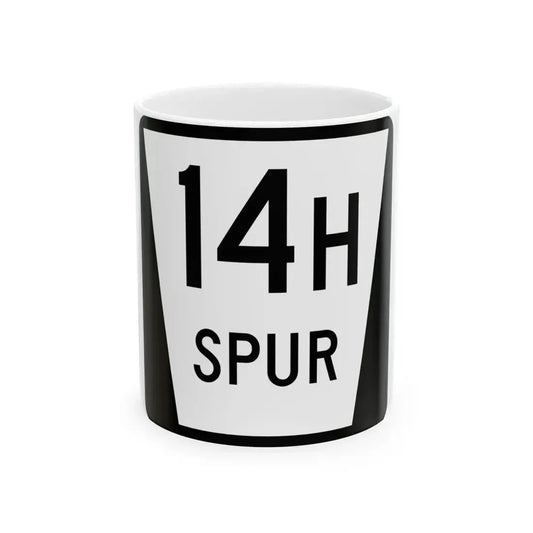 N SPUR 14H (Nebraska) (Road Sign) White Coffee Mug 11oz - Go Mug Yourself