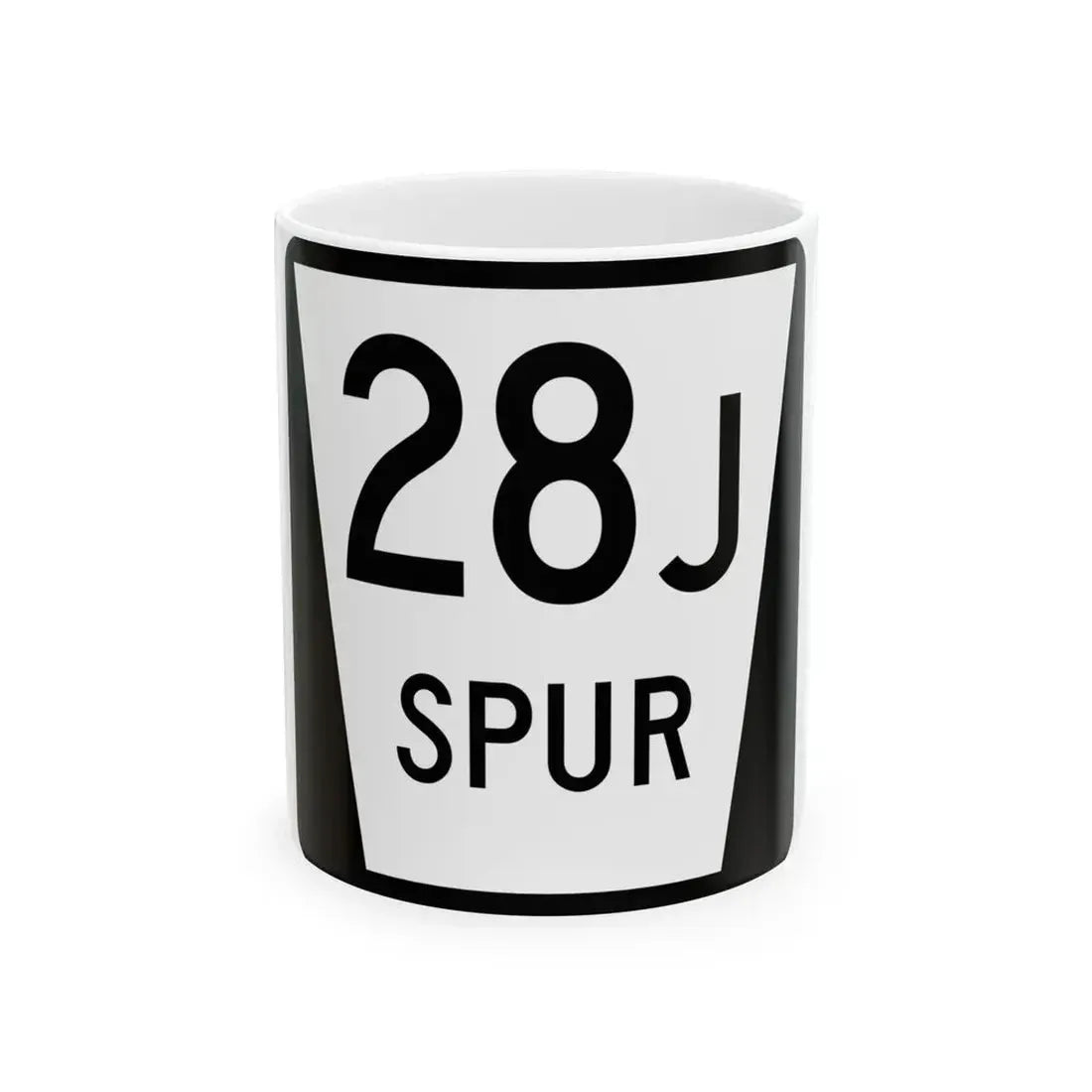 N SPUR 28J (Nebraska) (Road Sign) White Coffee Mug 11oz - Go Mug Yourself