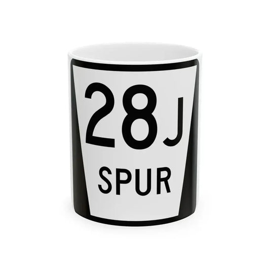 N SPUR 28J (Nebraska) (Road Sign) White Coffee Mug 11oz - Go Mug Yourself
