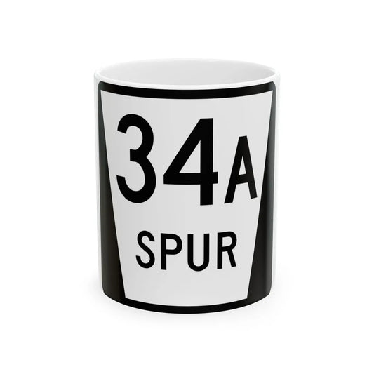 N SPUR 34A (Nebraska) (Road Sign) White Coffee Mug 11oz - Go Mug Yourself