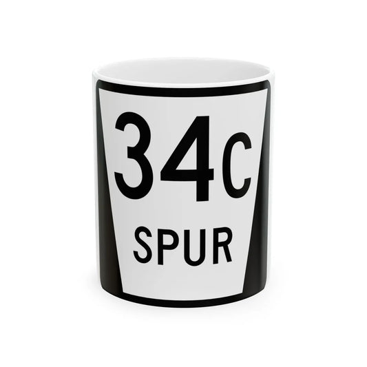 N SPUR 34C (Nebraska) (Road Sign) White Coffee Mug 11oz - Go Mug Yourself