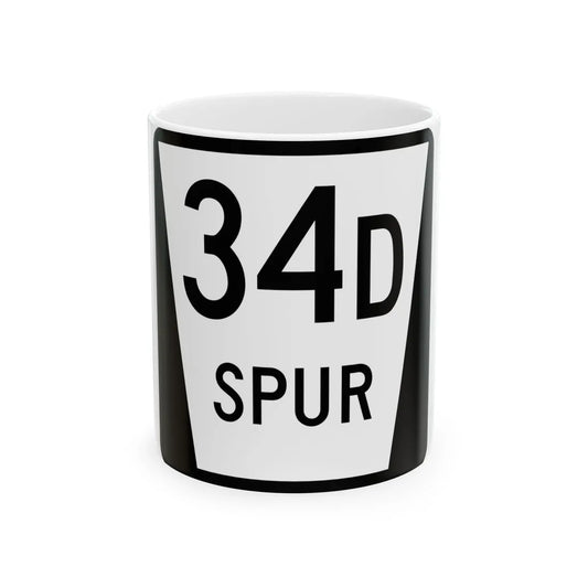 N SPUR 34D (Nebraska) (Road Sign) White Coffee Mug 11oz - Go Mug Yourself
