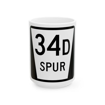 N SPUR 34D (Nebraska) (Road Sign) White Coffee Mug 15oz - Go Mug Yourself