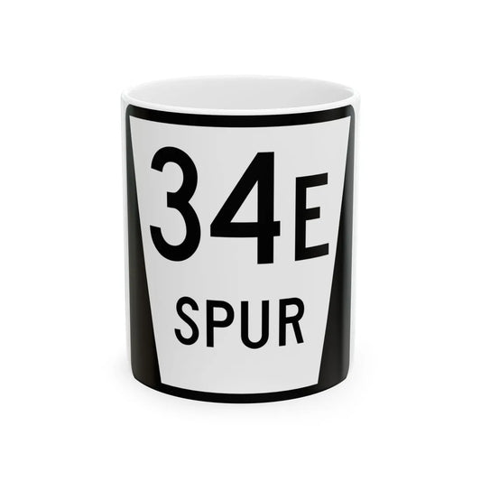 N SPUR 34E (Nebraska) (Road Sign) White Coffee Mug 11oz - Go Mug Yourself