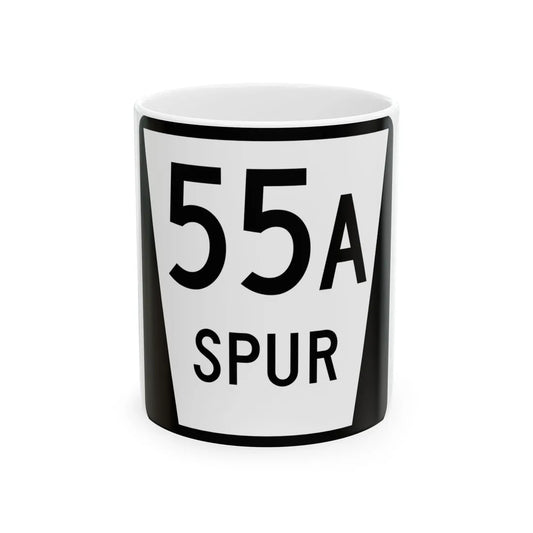 N SPUR 55A (Nebraska) (Road Sign) White Coffee Mug 11oz - Go Mug Yourself