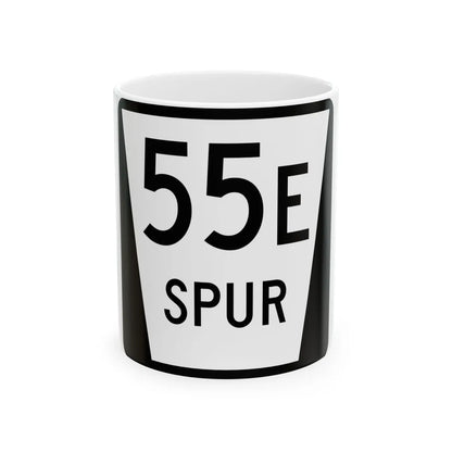 N SPUR 55E (Nebraska) (Road Sign) White Coffee Mug 11oz - Go Mug Yourself