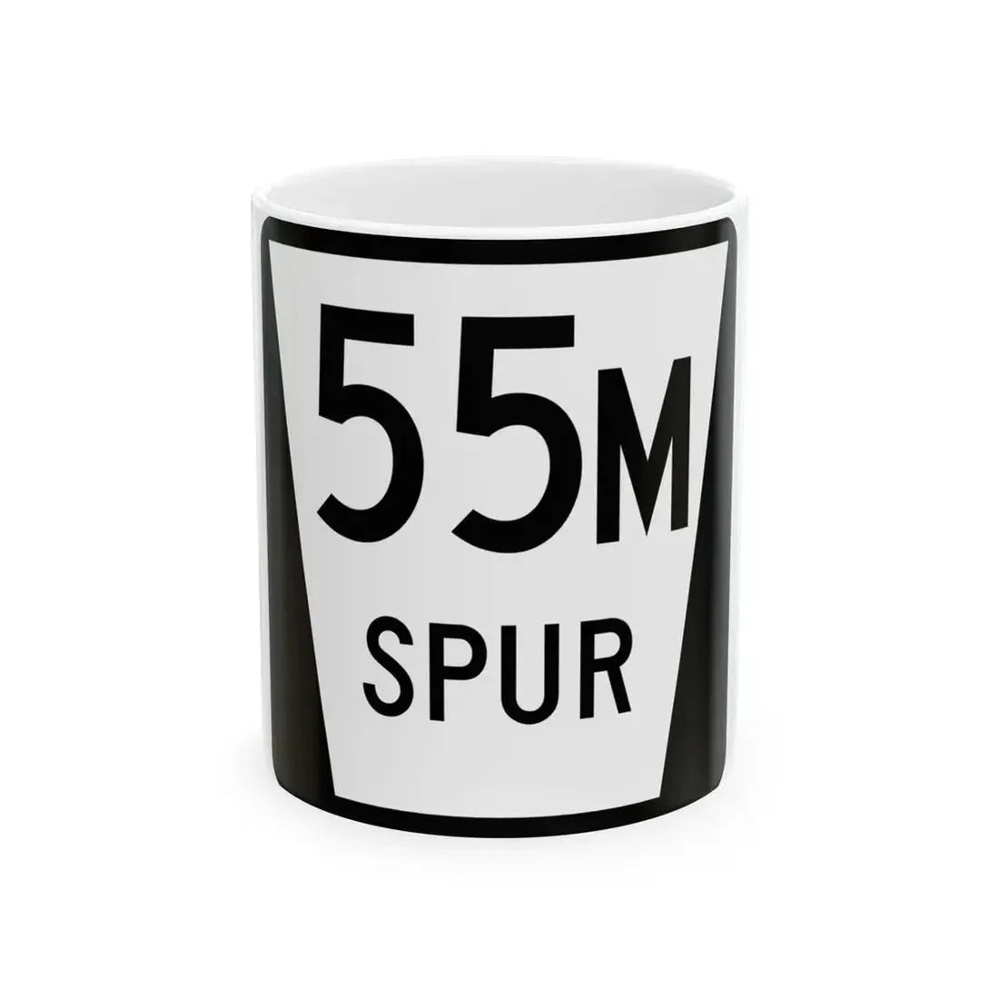 N SPUR 55M (Nebraska) (Road Sign) White Coffee Mug 11oz - Go Mug Yourself