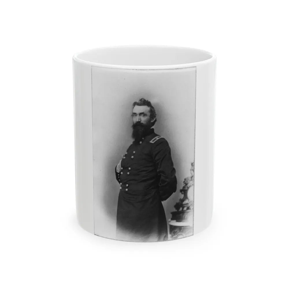 N. Kimball, Three-Quarter Length Portrait, Standing, Facing Left; With Right Hand Inside His Coat And Left Hand Behind Himself (U.S. Civil War) White Coffee Mug-11oz-Go Mug Yourself