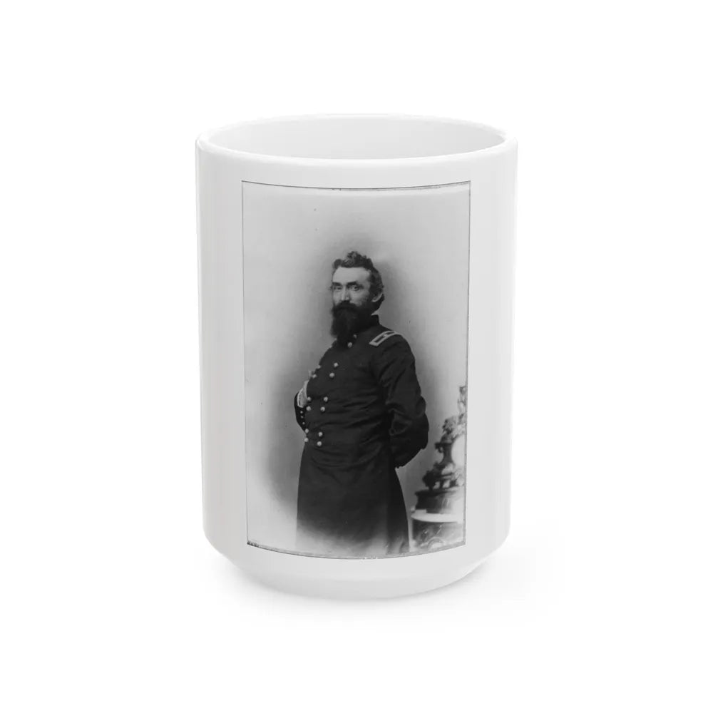 N. Kimball, Three-Quarter Length Portrait, Standing, Facing Left; With Right Hand Inside His Coat And Left Hand Behind Himself (U.S. Civil War) White Coffee Mug-15oz-Go Mug Yourself