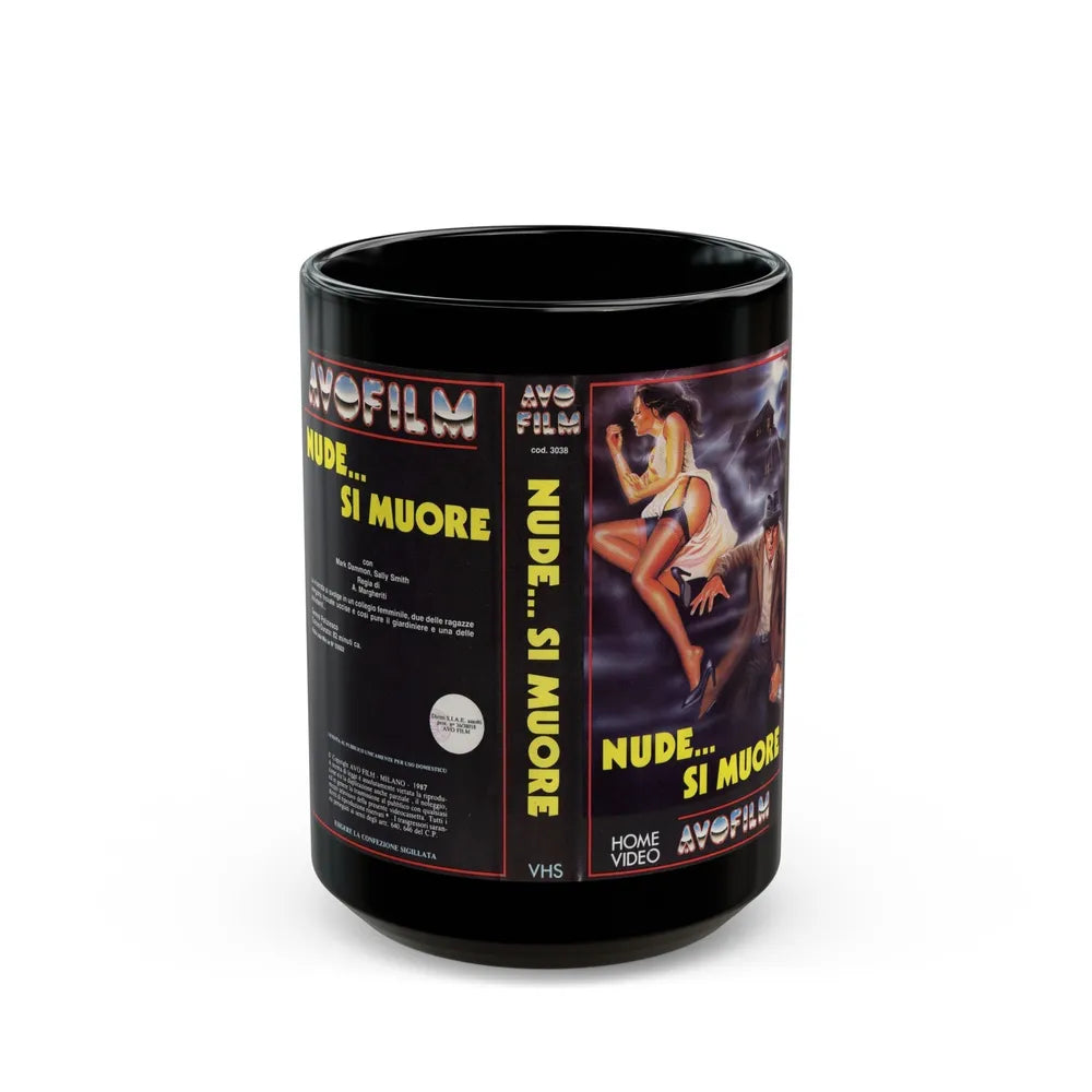 NAKED YOU DIE SCHOOL GIRL KILLER (VHS COVER) - Black Coffee Mug-15oz-Go Mug Yourself