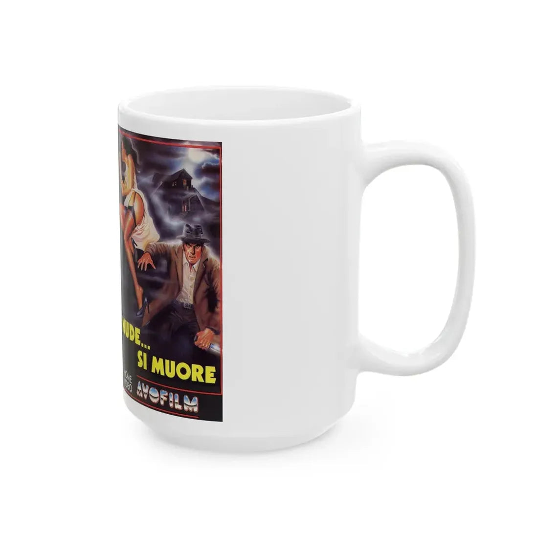 NAKED YOU DIE SCHOOL GIRL KILLER (VHS COVER) - White Coffee Mug - Go Mug Yourself