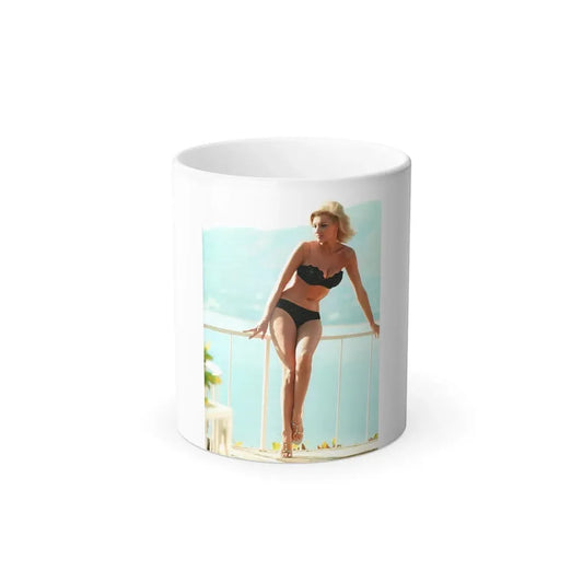 Nancy Kovack #100 - x Full Body Color Re-Print Photo in 2-Piece Black Bikini Cheesecake Pin-Up as a Blonde (Vintage Female Icon) Color Changing Mug 11oz 11oz - Go Mug Yourself