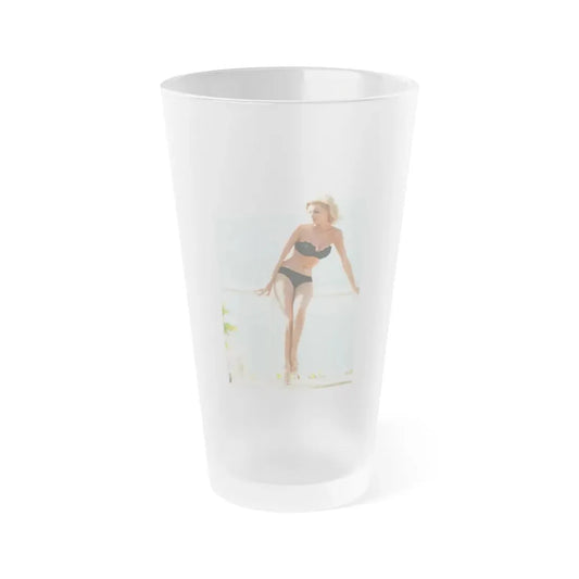Nancy Kovack #100 - x Full Body Color Re-Print Photo in 2-Piece Black Bikini Cheesecake Pin-Up as a Blonde (Vintage Female Icon) Frosted Pint Glass 16oz 16oz Frosted - Go Mug Yourself
