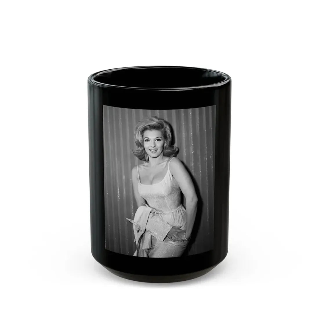 Nancy Kovack #32 (Vintage Female Icon) Black Coffee Mug 15oz - Go Mug Yourself