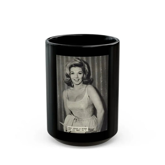 Nancy Kovack #37 (Vintage Female Icon) Black Coffee Mug 15oz - Go Mug Yourself