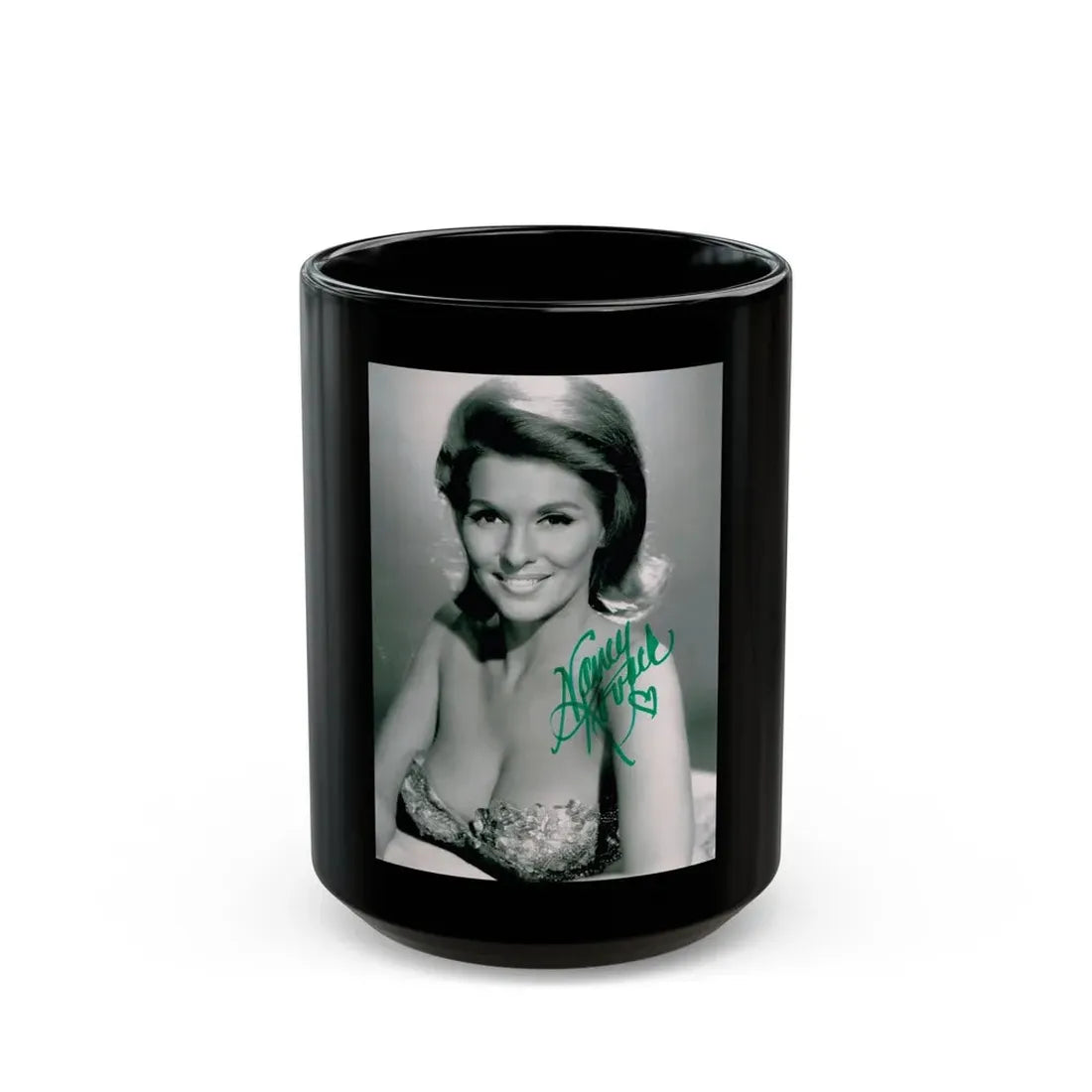 Nancy Kovack #521 (Vintage Female Icon) Black Coffee Mug 15oz - Go Mug Yourself