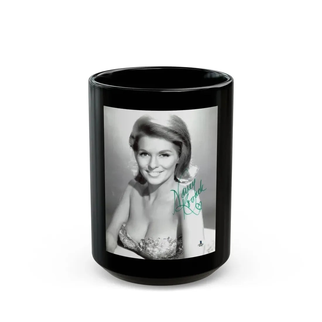 Nancy Kovack #522 (Vintage Female Icon) Black Coffee Mug 15oz - Go Mug Yourself